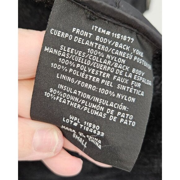 32 Degree Heat Down Puffer Jacket Sz S Black Ligtweight Full Zip Velour Pockets - Picture 9 of 11